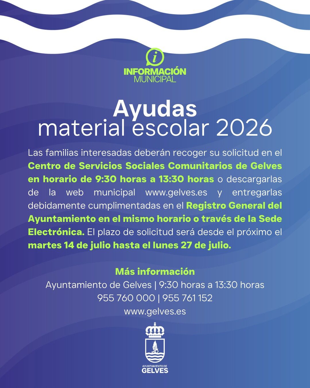 La Delegación de Bienestar Social vuelve a ofrecer ayudas para libros y/o material escolar para el próximo curso 2026/27