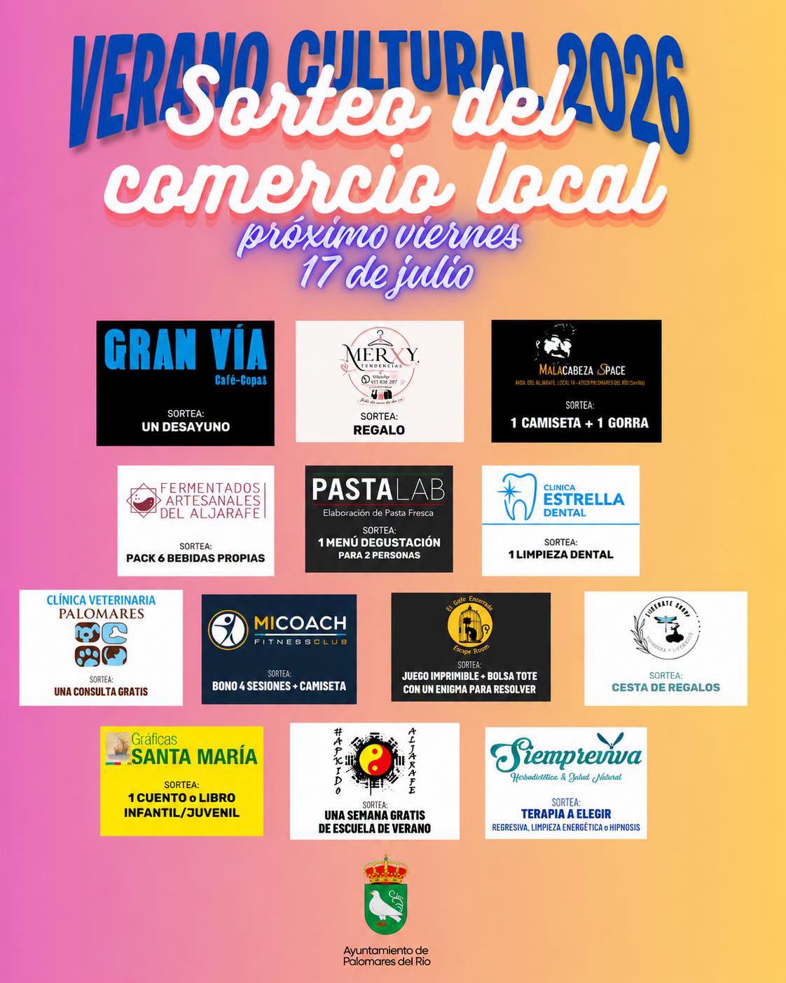 Sorteos del Comercio Local en el Viernes Cultural del 17 de julio, en los Baños Árabes de Palomares del Río