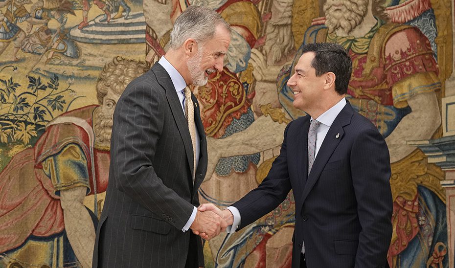 Moreno, recibido en Zarzuela por Felipe VI: «Hemos hablado sobre el presente y el futuro de Andalucía»