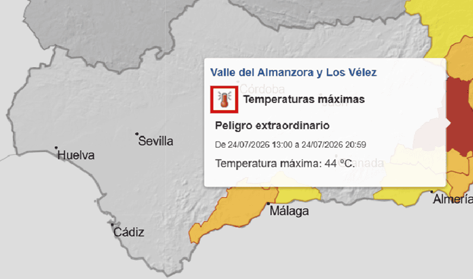 La EMA insta a extremar la precaución ante el aviso rojo por calor mañana viernes en Almería