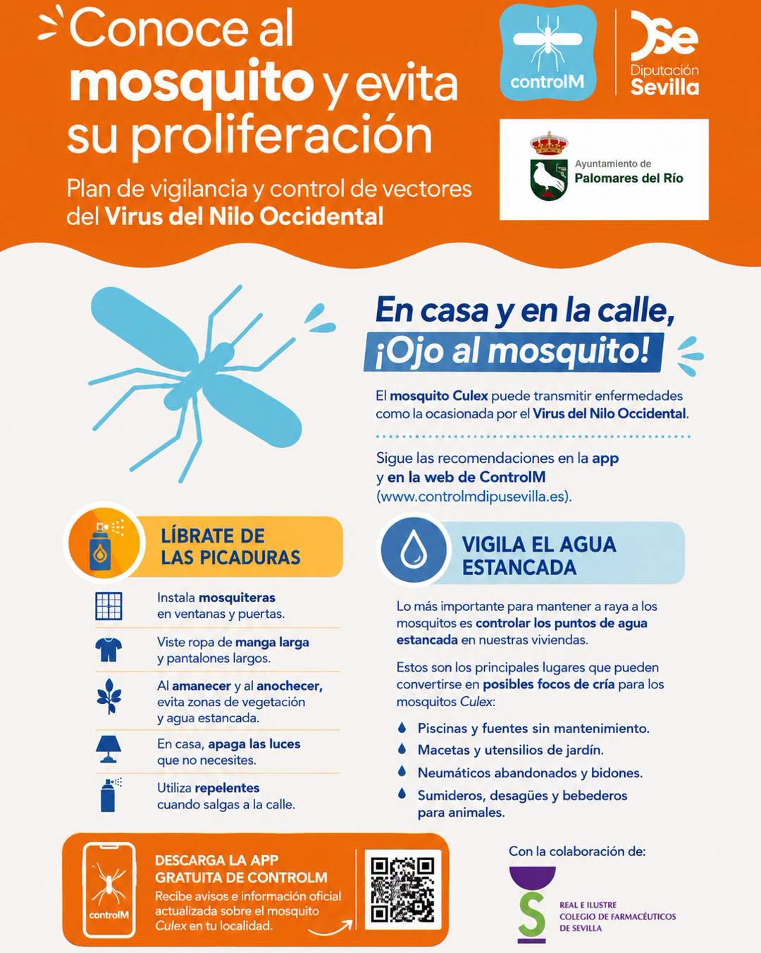 ¡PROTÉGETE Y PREVÉN EL VIRUS DEL NILO OCCIDENTAL EN PALOMARES DEL RÍO!