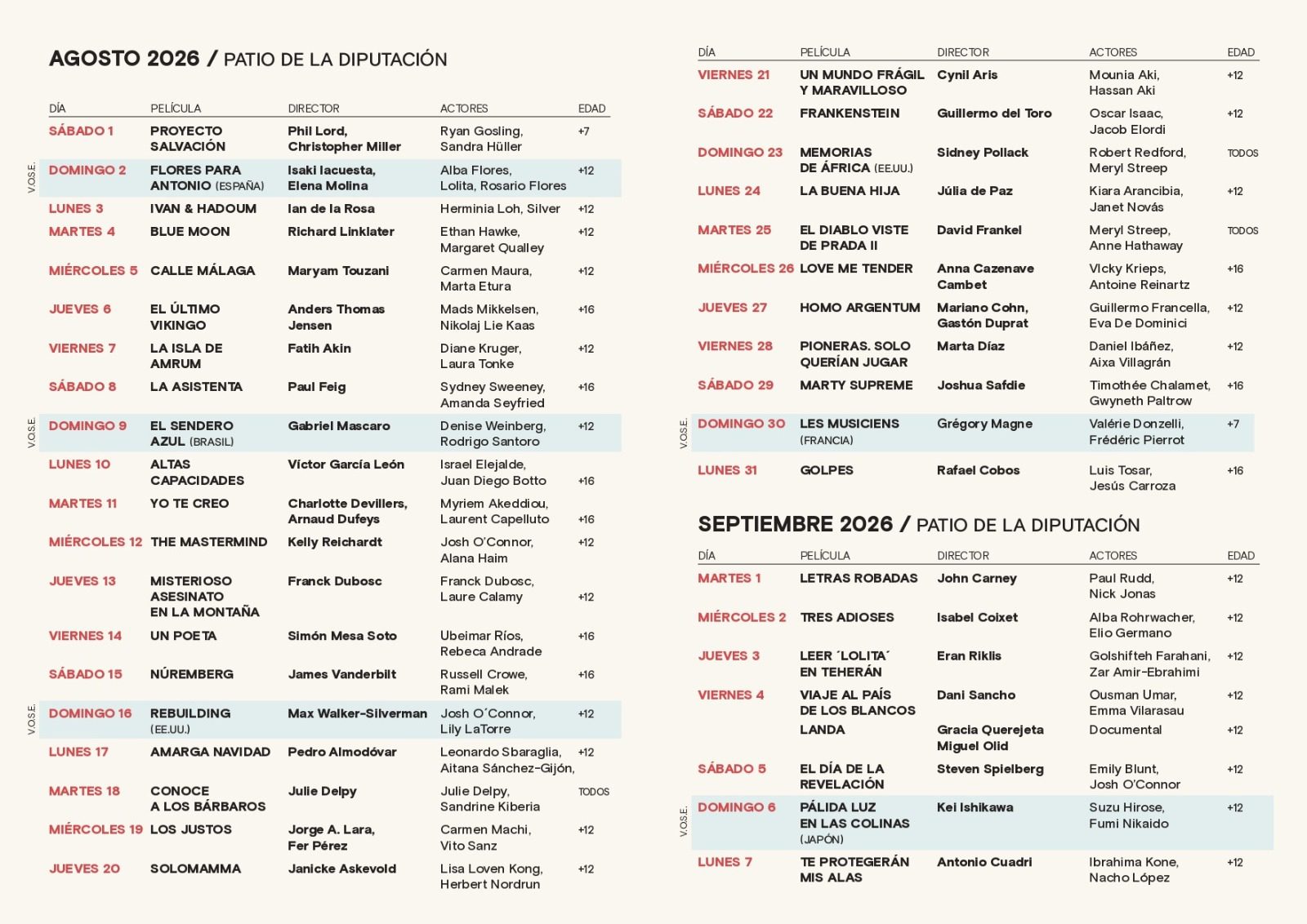 El Cine de Verano en el Patio de la Diputación se consolida como escenario de una cartelera de primer nivel