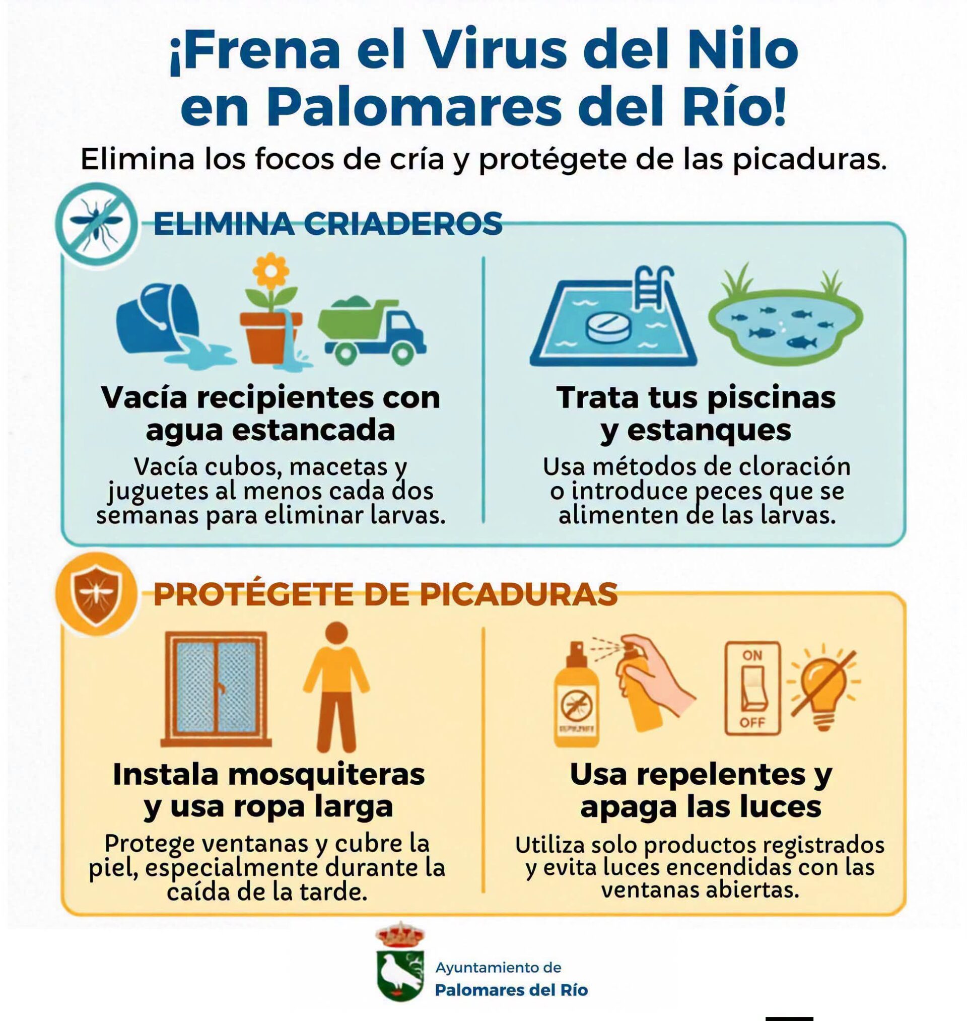 Salud amplía hasta el 21 de agosto el Área de Alerta por el Virus del Nilo en Palomares del Río