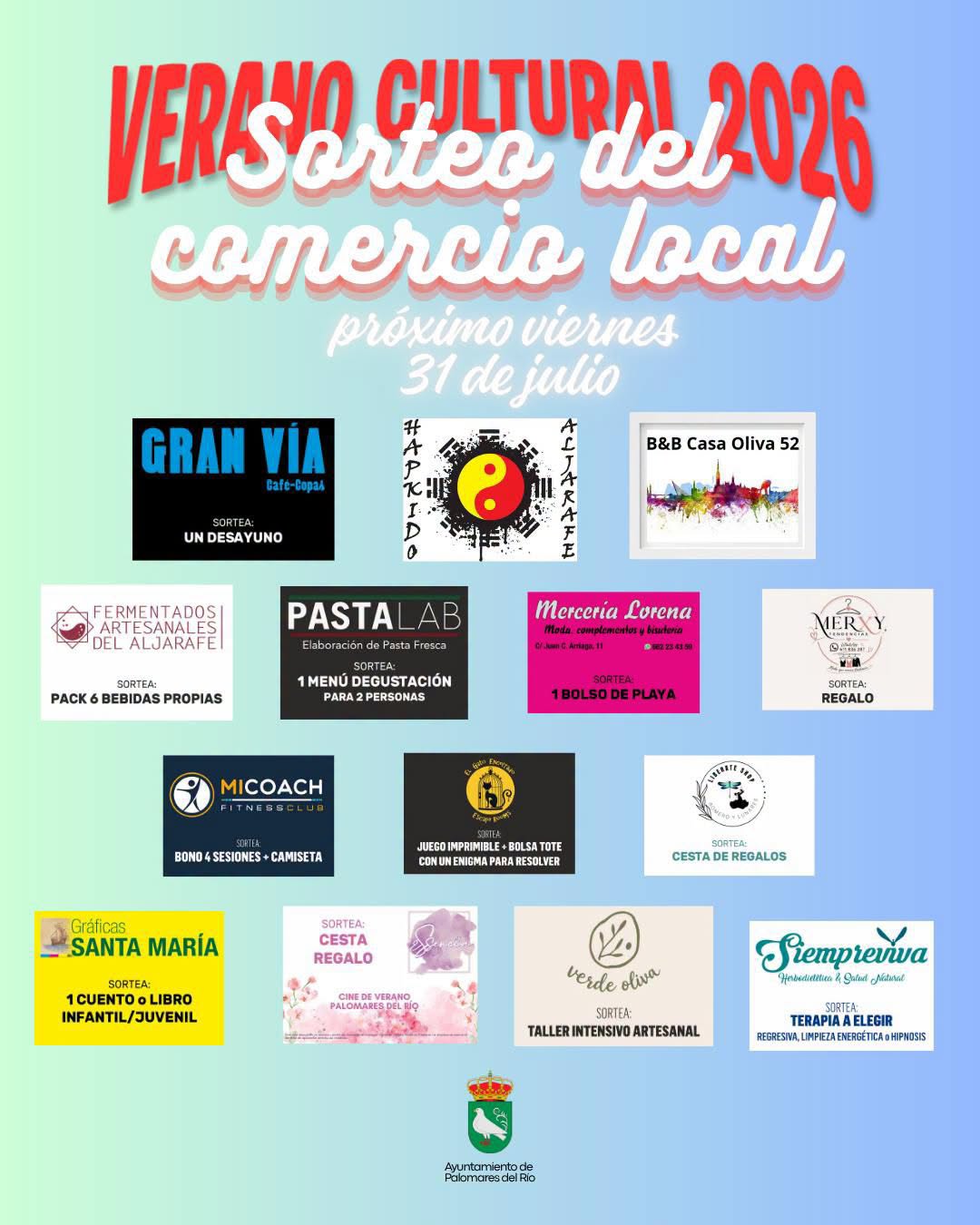 ¡Mañana viernes participa gratuitamente en el gran sorteo del #comerciolocal de Palomares del Río!