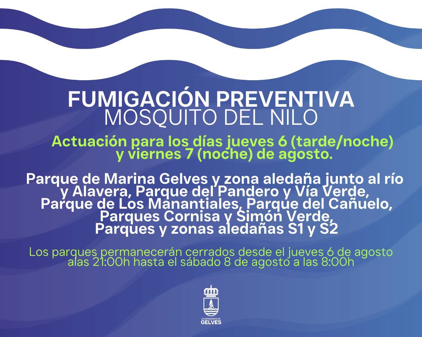 El Ayuntamiento de Gelves realizará nuevas fumigaciones preventivas contra el mosquito del Virus del Nilo Occidental