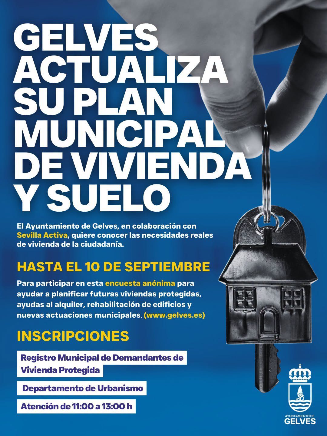 Ampliado hasta el 10 de septiembre el plazo para participar en la encuesta del Plan Municipal de Vivienda y Suelo de Gelves