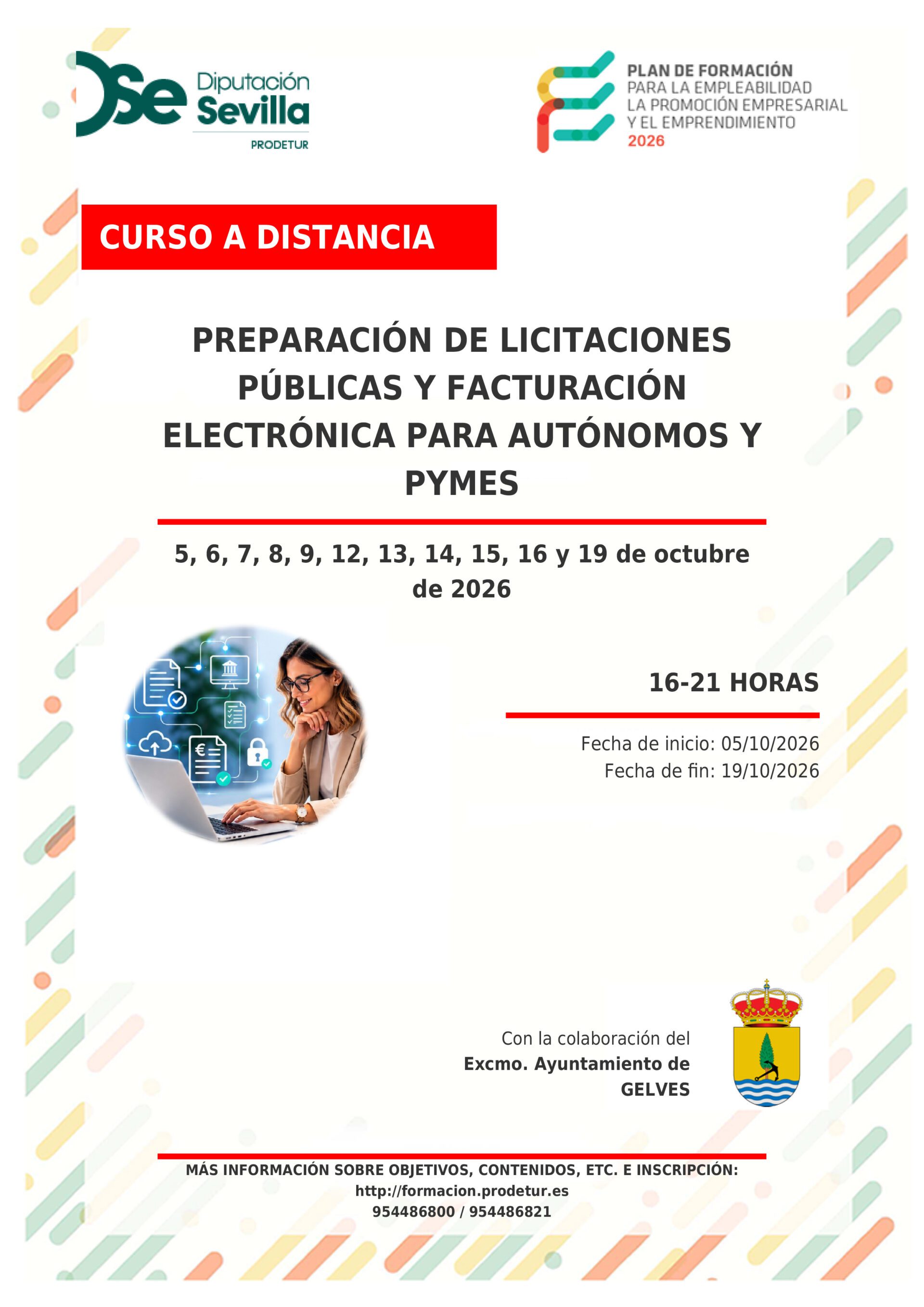 Gelves acogerá un curso sobre licitaciones públicas y facturación electrónica dirigido a autónomos, pymes y personas desempleadas