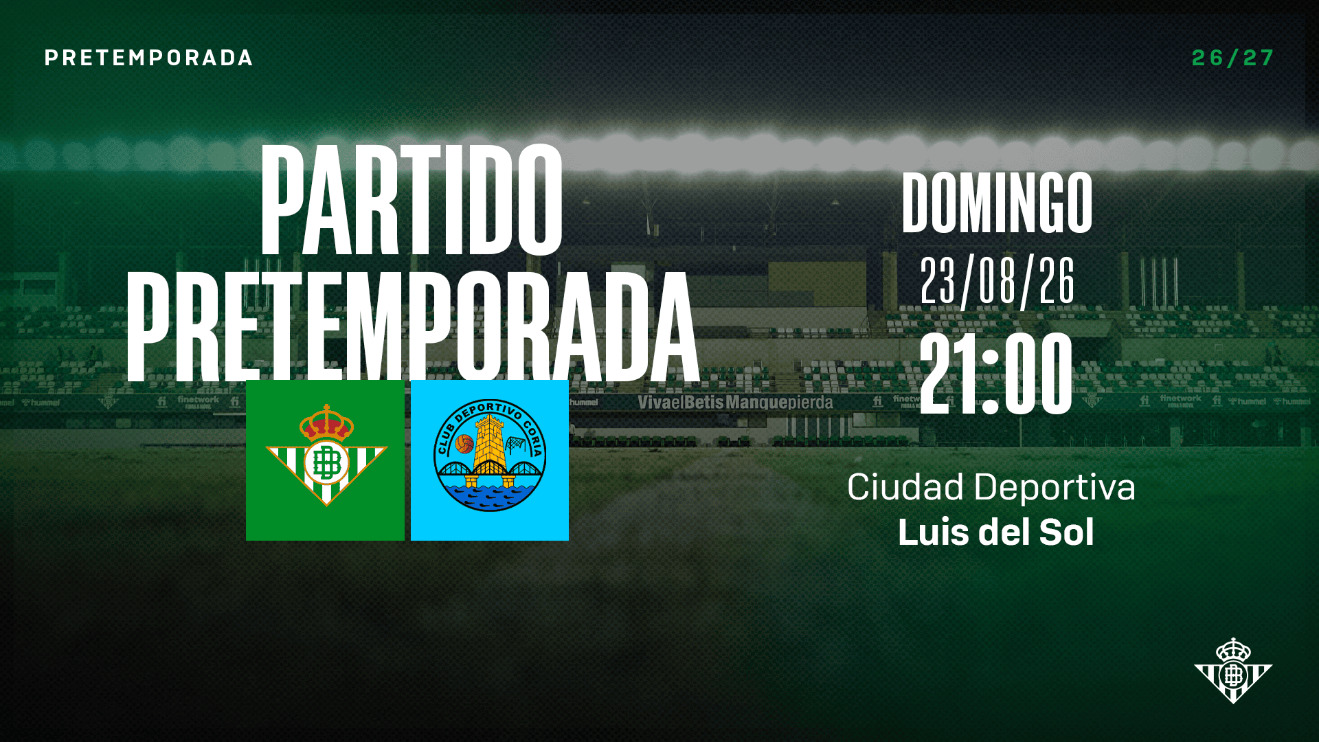 El Betis Deportivo-CD Coria de pretemporada se disputará en la Ciudad Deportiva Luis del Sol