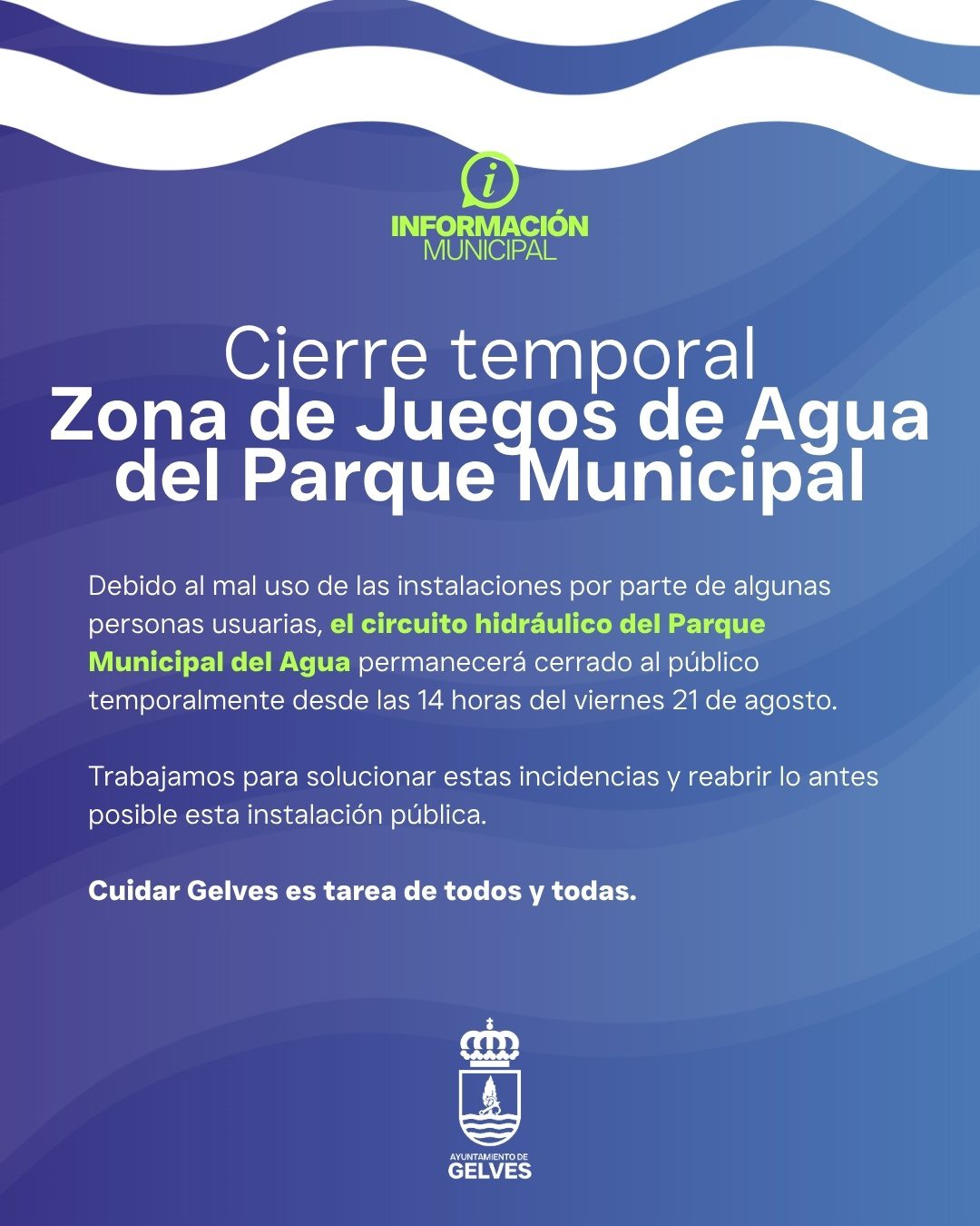 El circuito hidráulico del Parque Municipal del Agua permanecerá temporalmente cerrado