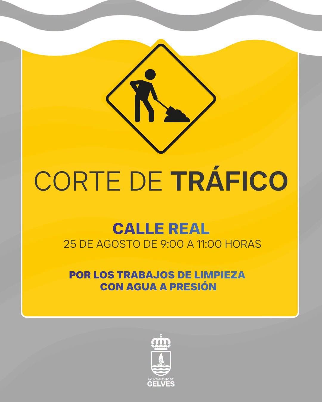 Corte de tráfico en Calle Real por trabajos de limpieza