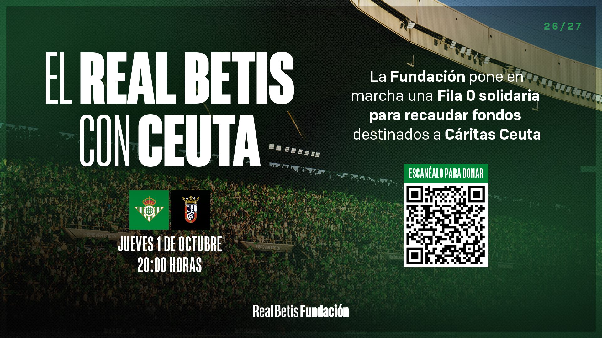 El Real Betis, con Ceuta: la Fundación pone en marcha una fila 0 para apoyar a la población ceutí