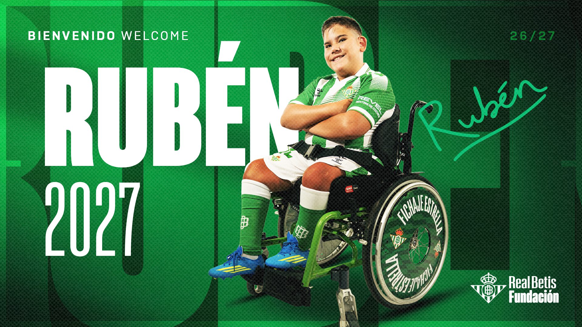 La espina bífida no le pone límites: Rubén de la Bandera, nuevo Fichaje Estrella de la Fundación Real Betis Balompié