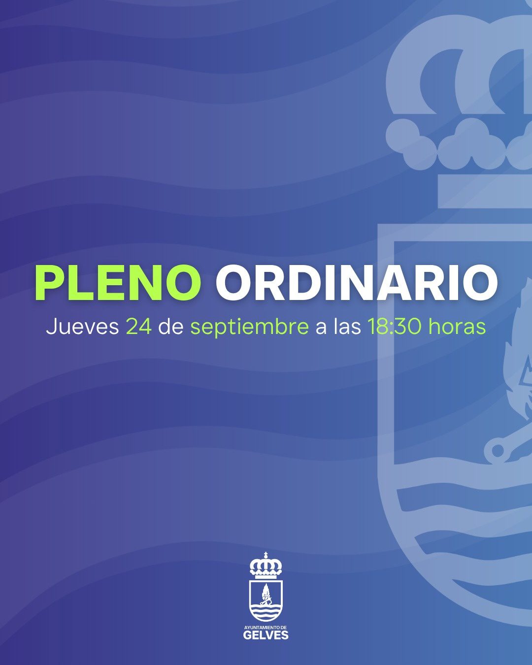 Pleno ordinario del Ayuntamiento de Gelves este jueves, 24 de septiembre, a las 18:30h