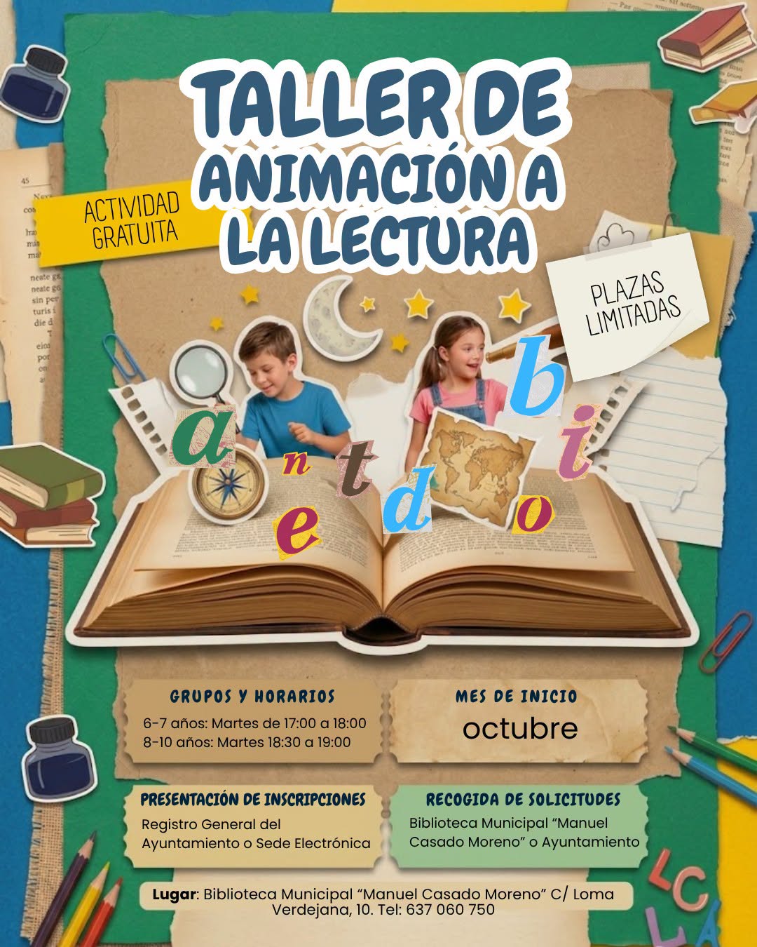 ¡DESCUBRE EL PLACER DE LEER CON EL TALLER DE ANIMACIÓN A LA LECTURA!