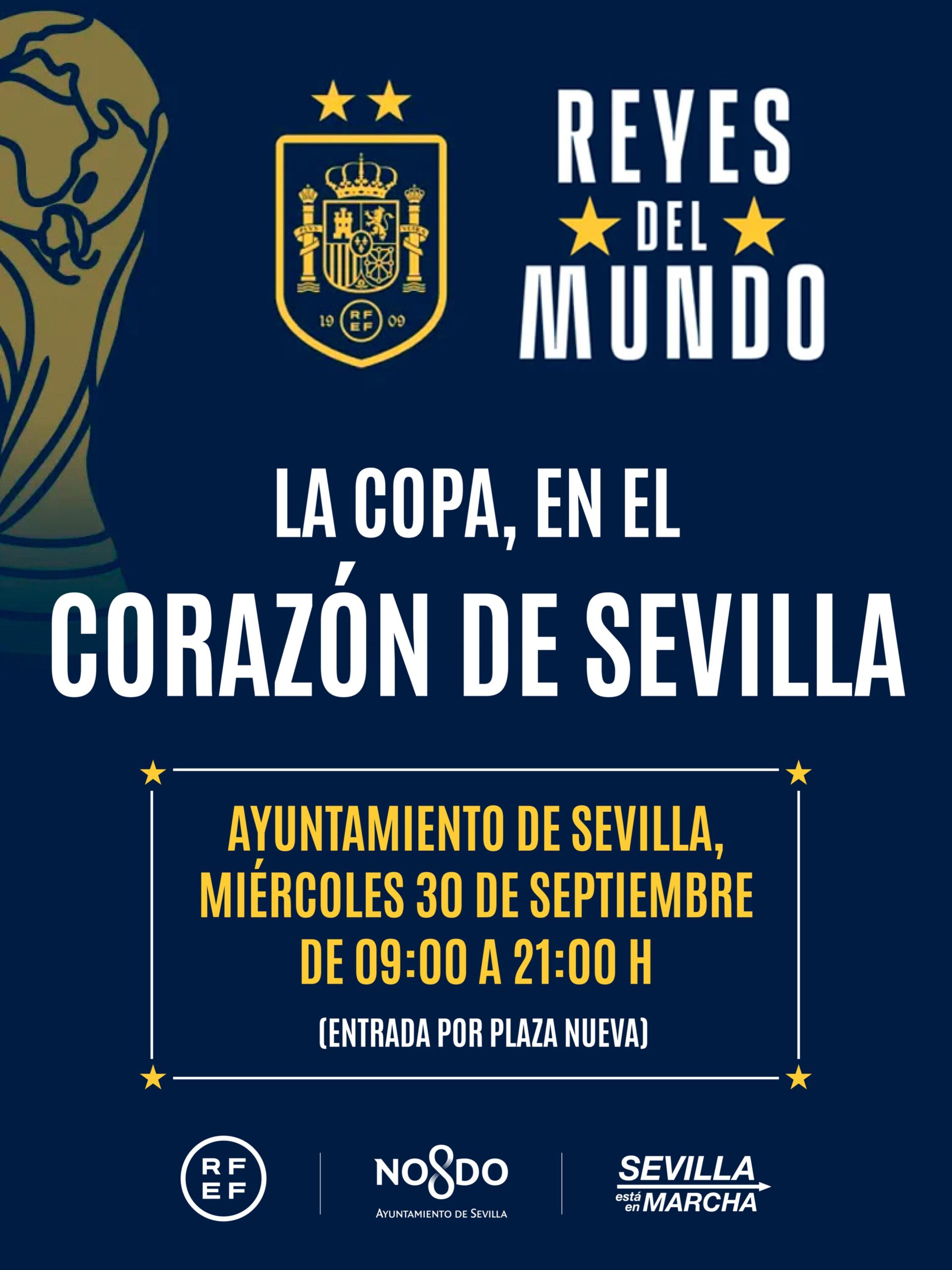 La Copa del Mundo llega mañana al Ayuntamiento de Sevilla