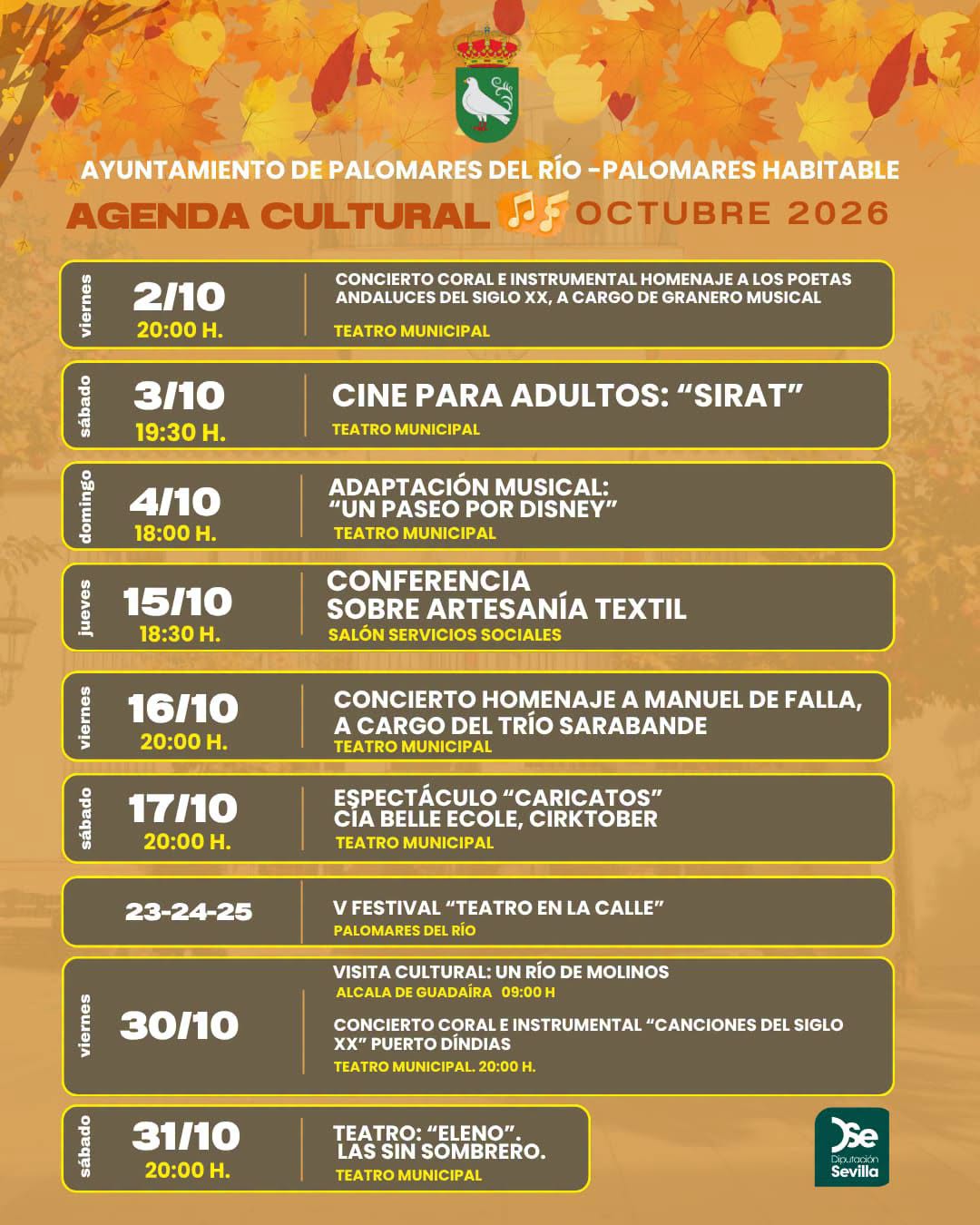 PALOMARES DEL RÍO SE LLENA DE CULTURA ESTE OCTUBRE