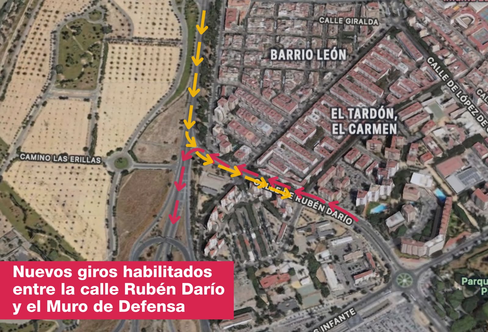 Nueva configuración y giros en la intersección de la avenida Rubén Darío con el Muro de Defensa