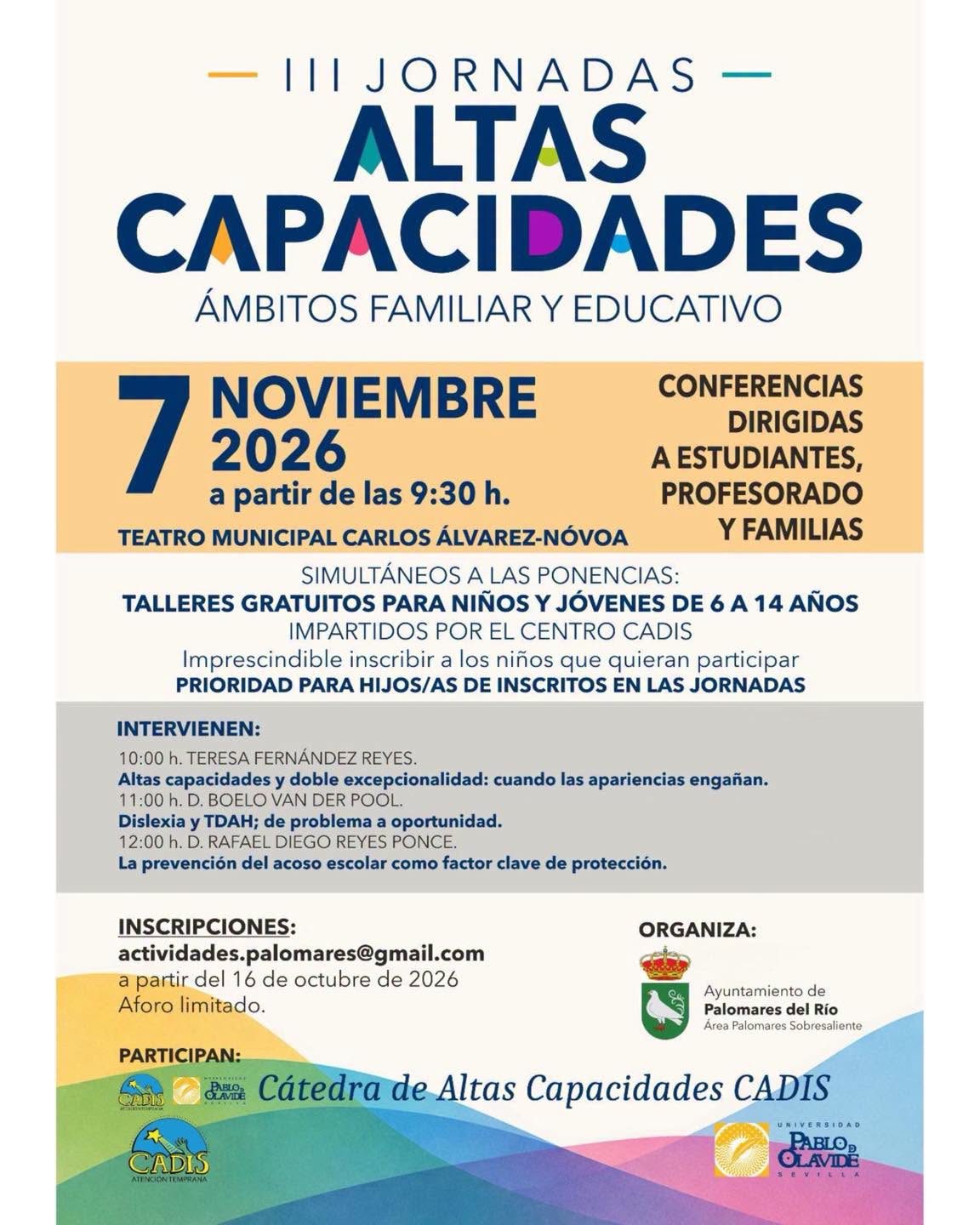 III JORNADAS DE ALTAS CAPACIDADES: ÁMBITOS FAMILIAR Y EDUCATIVO
