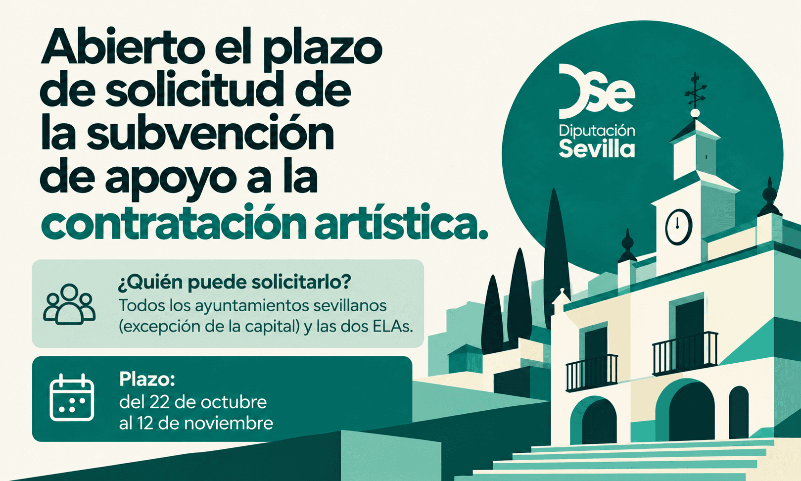 Abierto el plazo para que los ayuntamientos sevillanos soliciten las subvenciones destinadas a contrataciones artísticas