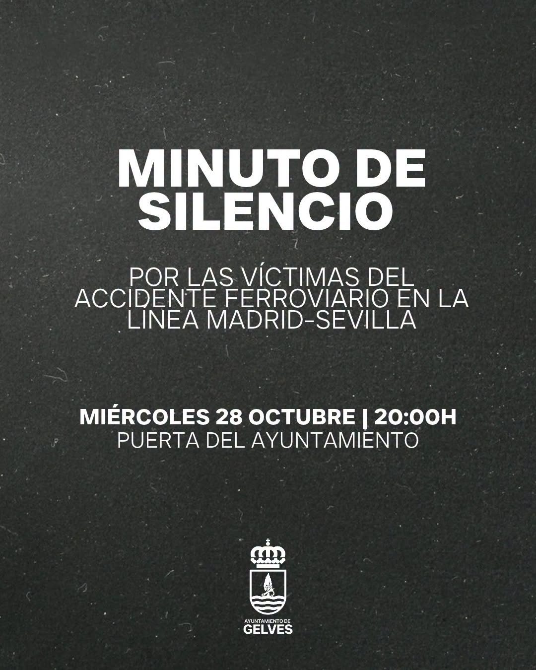 Gelves guardará un minuto de silencio en memoria de las víctimas del accidente ferroviario de Toledo