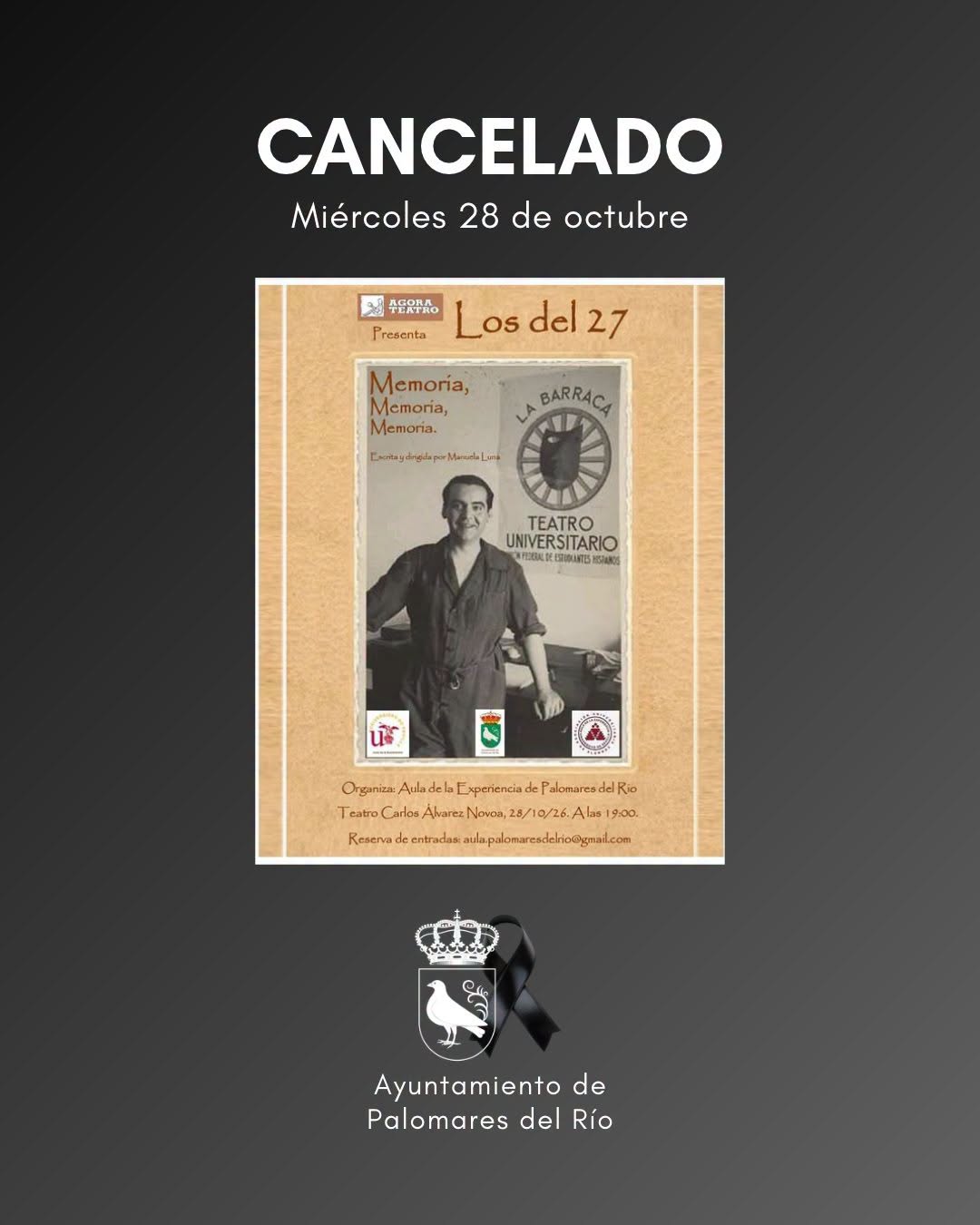 COMUNICADO OFICIAL | CANCELACIÓN DE ACTIVIDAD